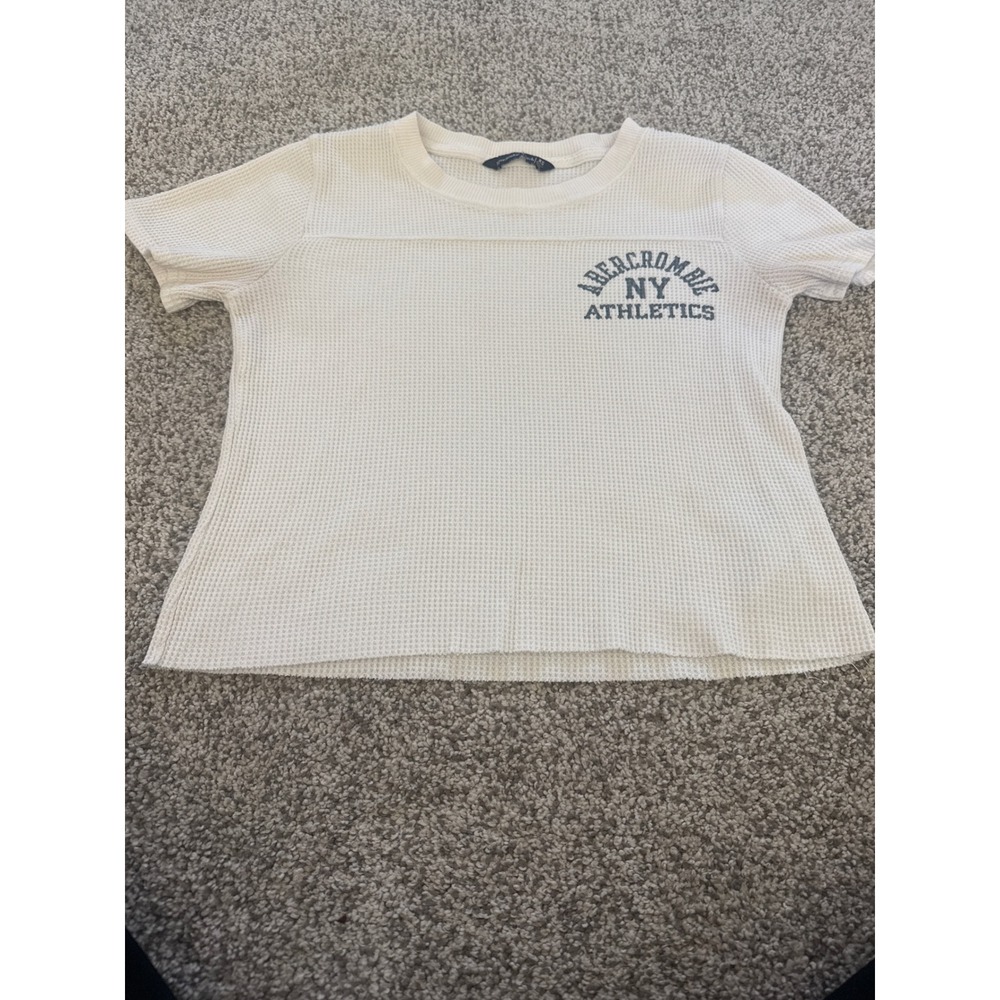 Abercrombie & Fitch Womens XS baby tee‎ Waffle Knit Athletics Graphic y2k Top
